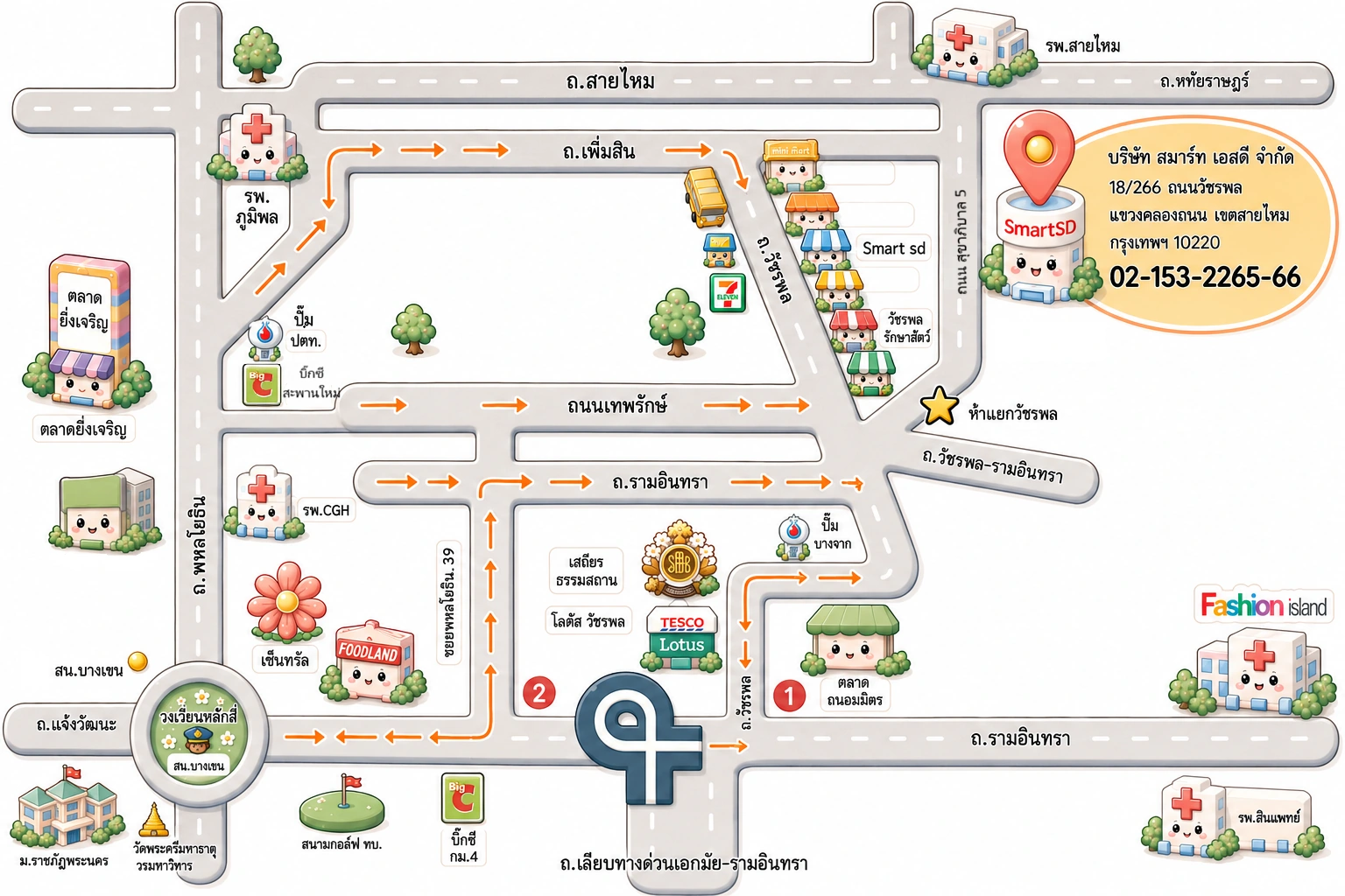 แผนที่ Smart SD วัชรพล สายไหม